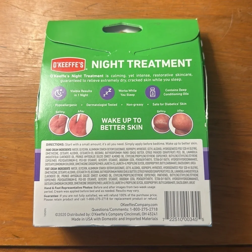 O’Keefe’s Night Treatment Working Hands and Healthy Feet 3.0oz.Each